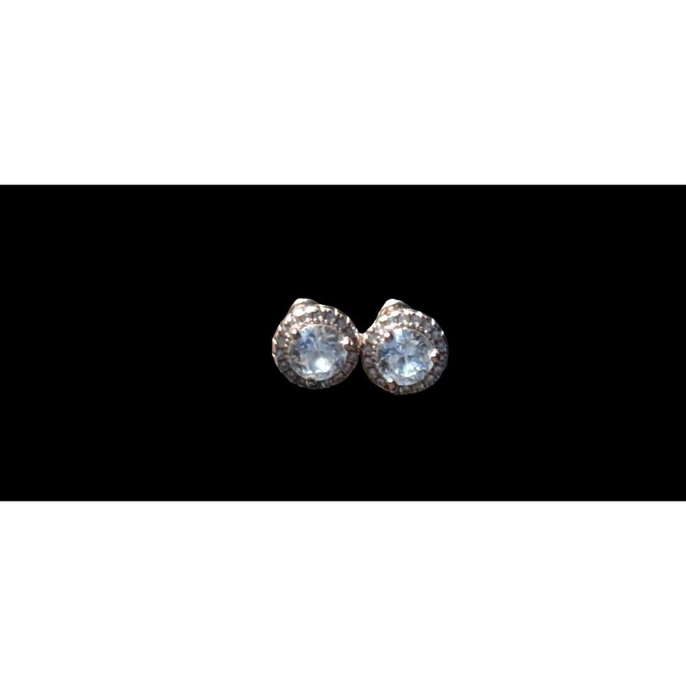 Vermeil Sterling Silver Halo CZ Stud Earrings, 925 Dainty Sparkle Studs]